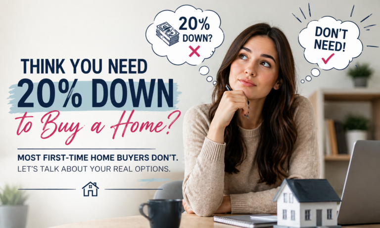 First-time homebuyer thinking about 20 percent down payment myth and realizing lower down payment options are available