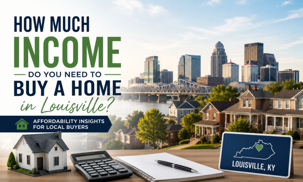 Louisville Kentucky home affordability guide showing how much income is needed to buy a home in Louisville KY in 2026.